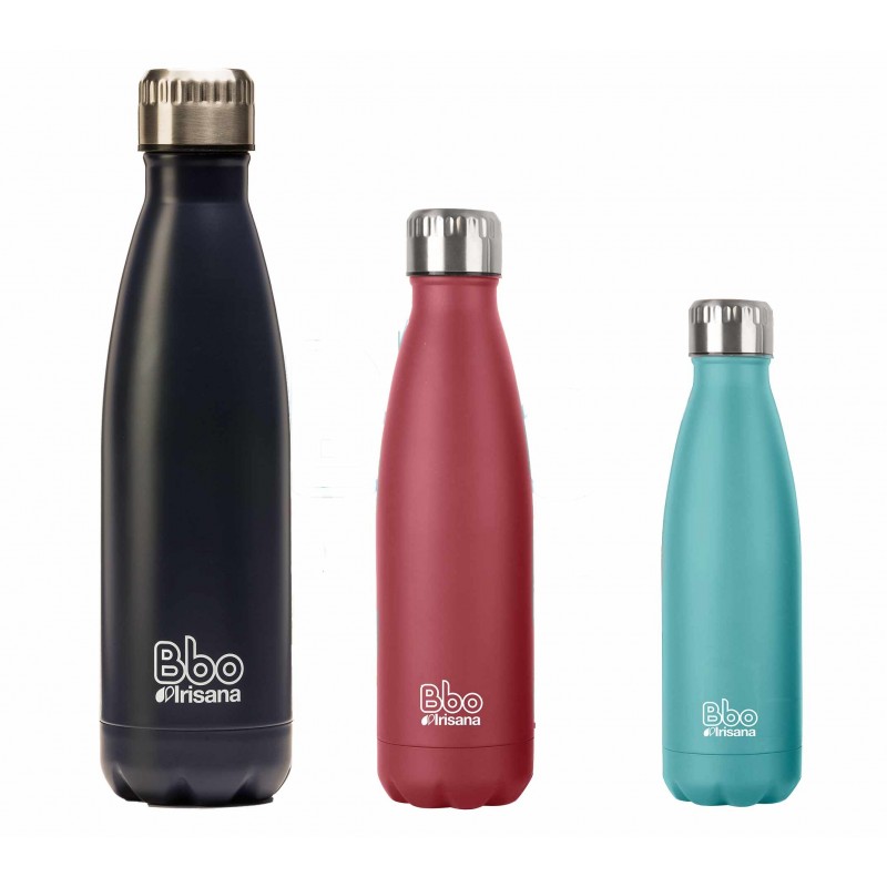 Botella termo Bbo Irisana con funda de neopreno. Acero inoxidable, 350 ml.