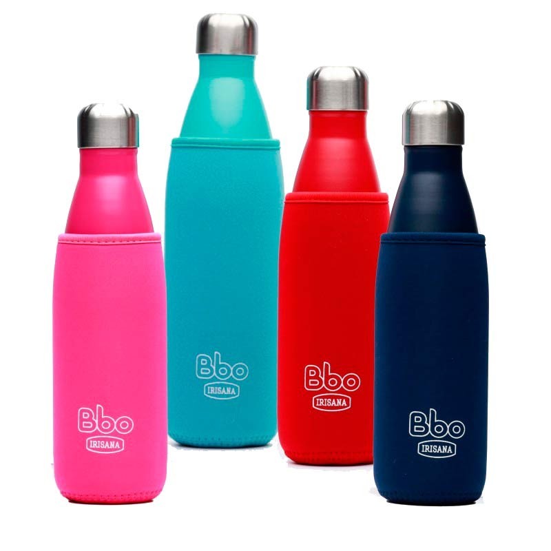 500 ml. Botella reutilizable Bbo Irisana, acero inoxidable con funda de neopreno