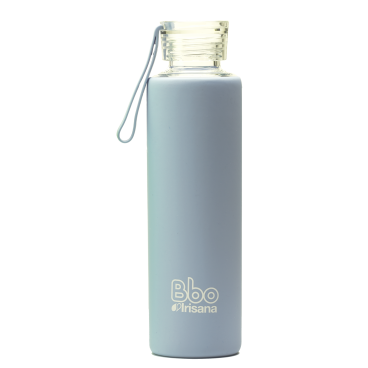 Bottiglia Bbo Irisana in vetro borosilicato e custodia in silicone. 550 ml.