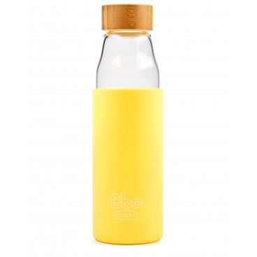 BOTELLA BBO18 IRISANA BOROSILICATO CON SILICONA Y TAPON DE BAMBU 500ML