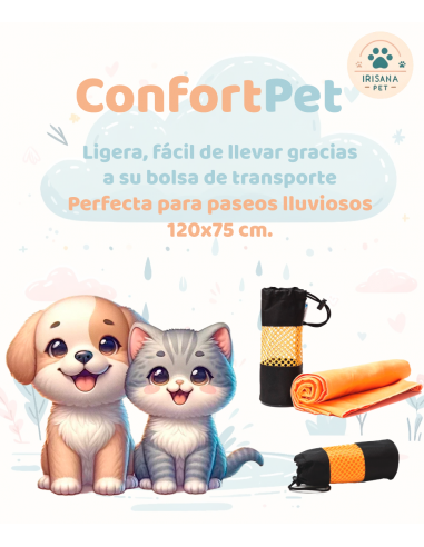 ConfortPet. Toalla de microfibra ligera con bolsa de transporte